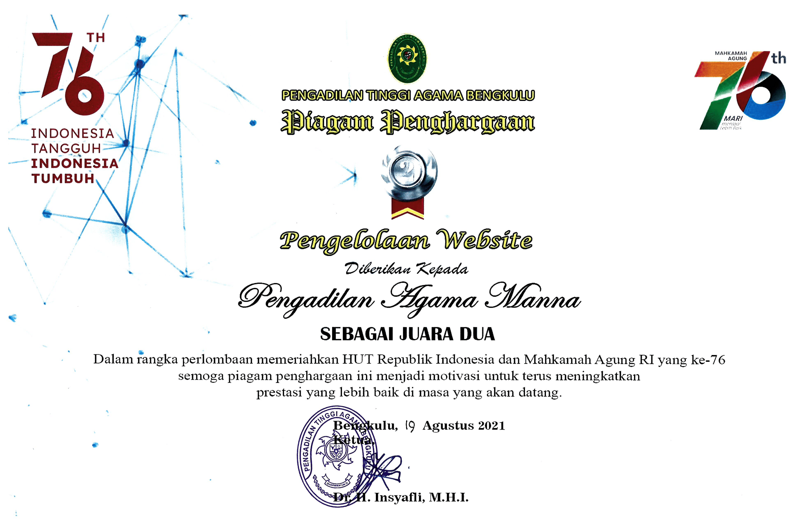 Piagam Penghargaan Website 1